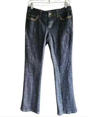 Michael Kors Y2K Studded Flap Pocket Bootcut Jeans | Dark Wash Size 4